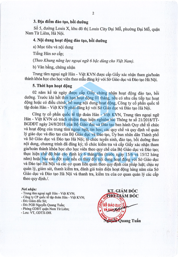 Giấy chứng nhận địa điểm